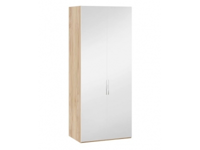 Шкаф для одежды Эмбер с 2 зеркальными дверями Яблоня Беллуно, Белый глянец